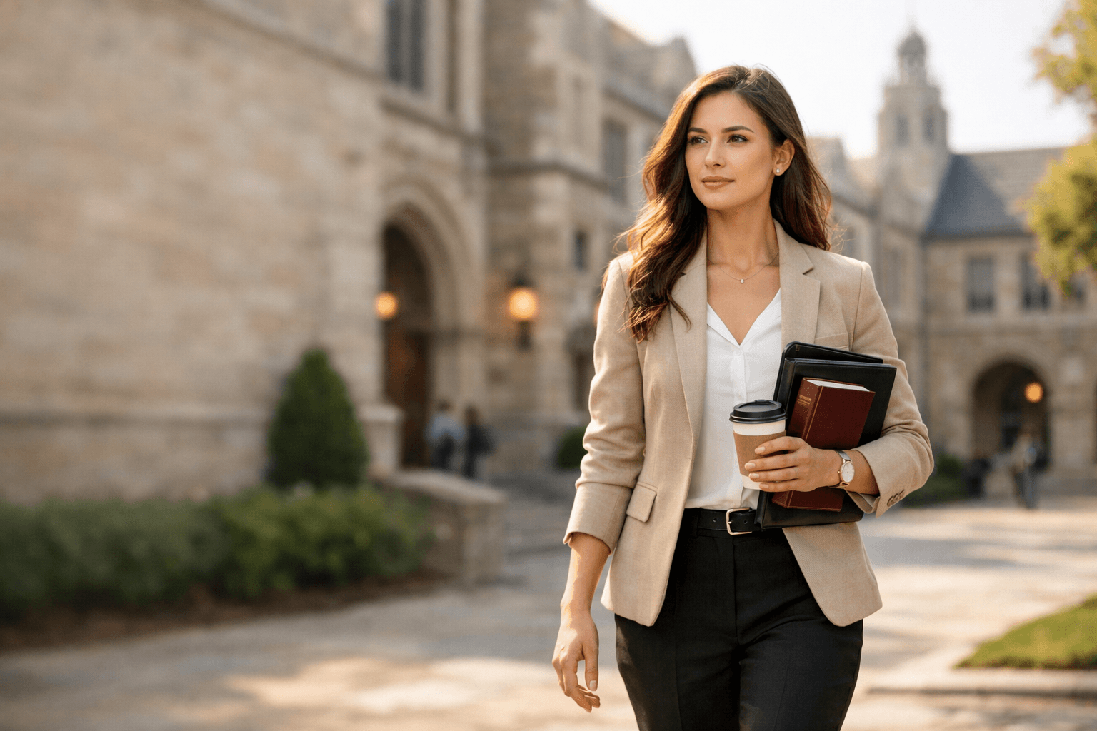 Student celebrating law school admission