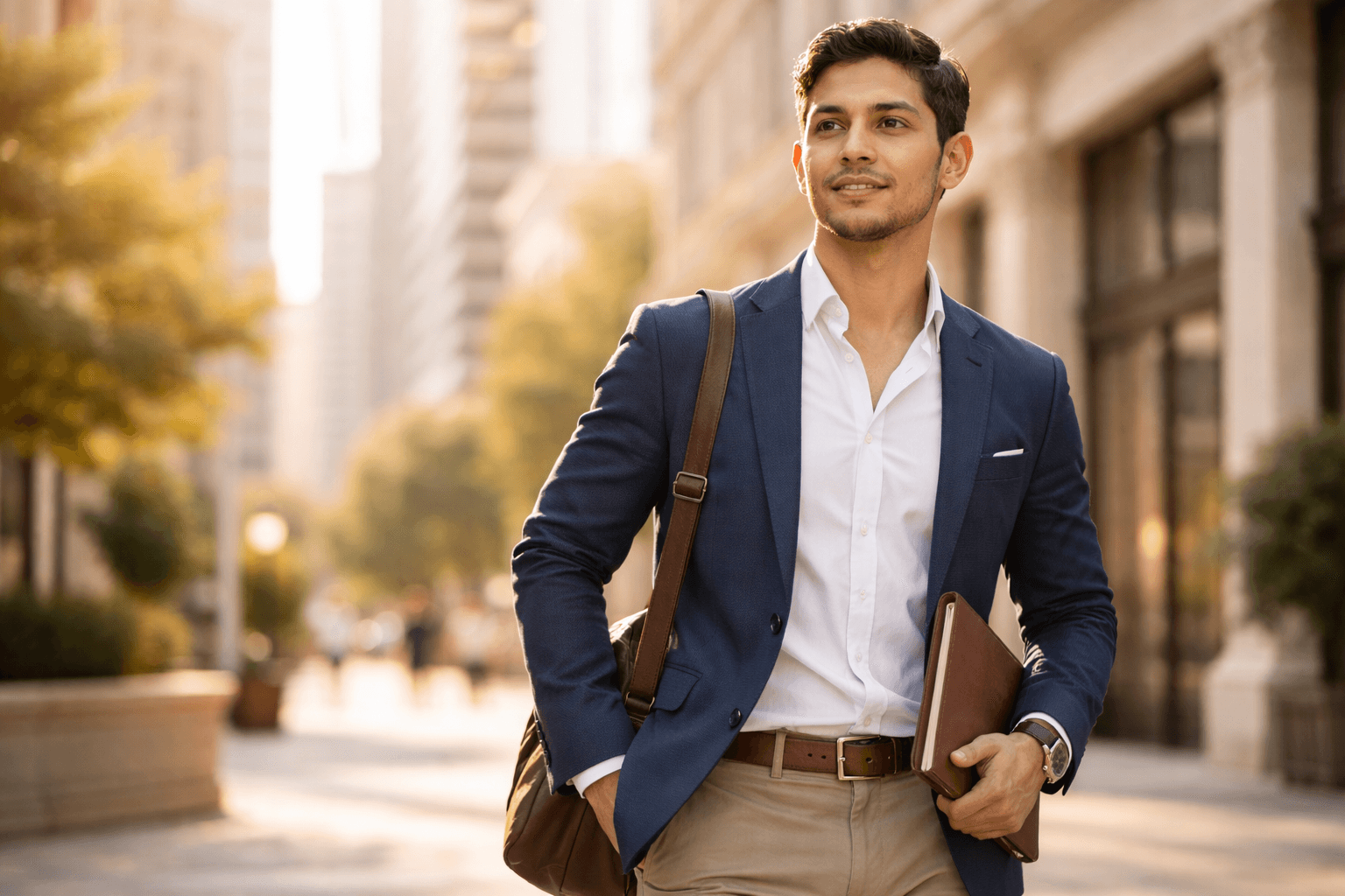 Student looking ahead toward career goals